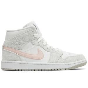 Air Jordan 1 Mid SE Light Iron Ore Atmosphere White Sneakers Size 6Y